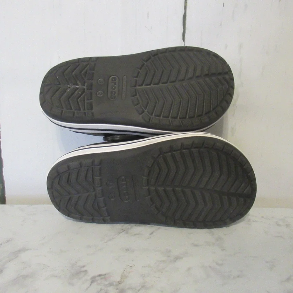 Crocs Clogs J 2 Black Stripe Crocband Slip On‎ Girls Boys Sandals Water Shoes